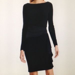 Chaps Satin Ruffle Sheath Dress.